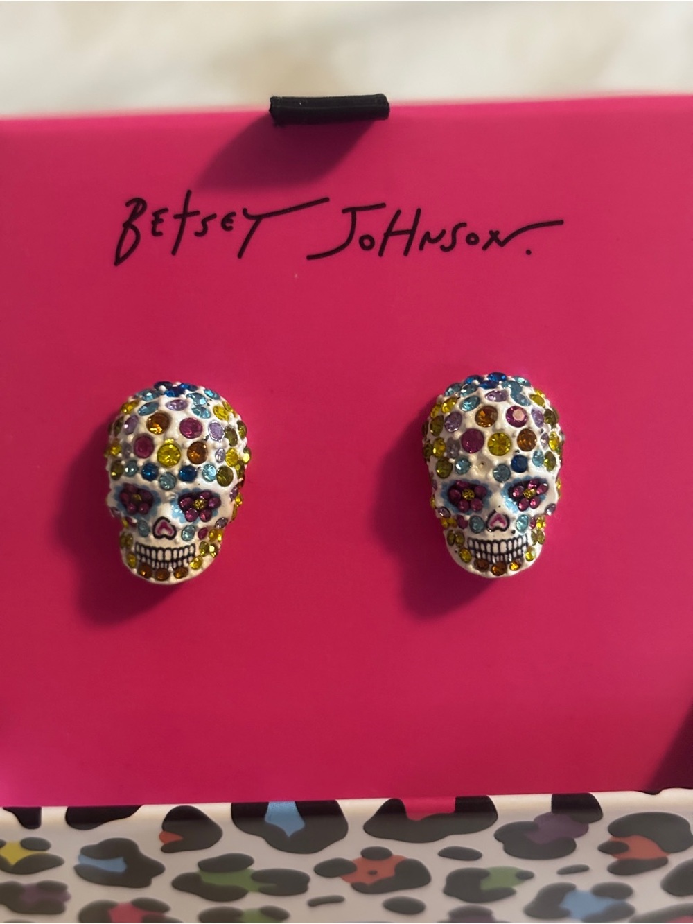Betsey Johnson Multicolor Skull Earrings